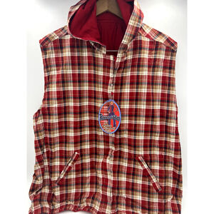 Women's Reversibles Hooded Red Plaid Zip Vest 3XL Sears New with Tags Old Stock